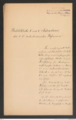 k.k. naturhistorisches Hofmuseum, Intendanzakten 1885-1896 (Hauer), Aktenzahl Z.229/1891, Seite 1